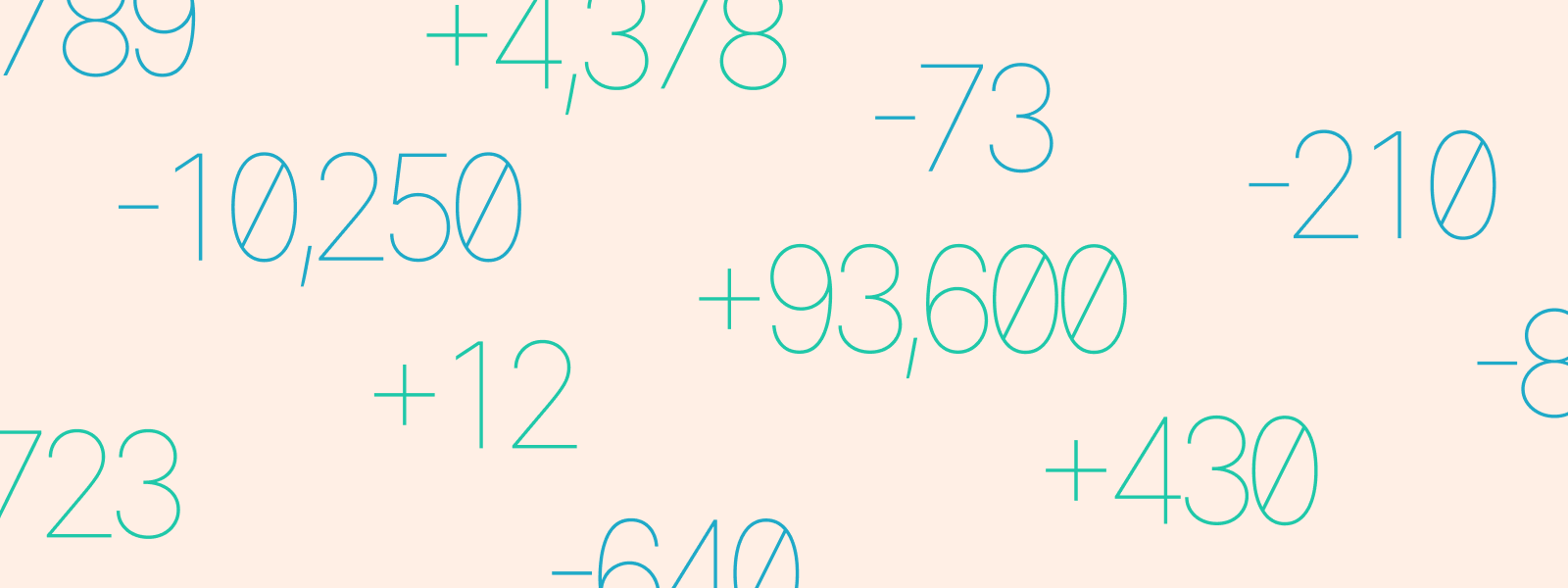 Illustration showing scattered positive and negative numbers